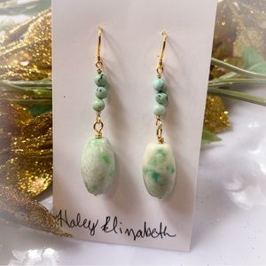 38. Green Spotted Jasper & Turquoise Earrings